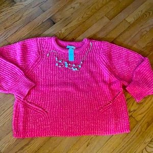 NWT Loft XXL cropped pink sweater